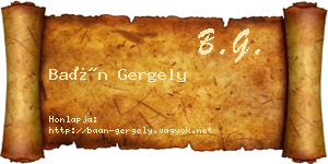 Baán Gergely névjegykártya