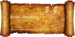 Baán Gergely névjegykártya